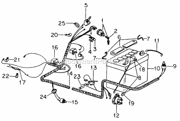 Battery, Switches, Cables & Clips-Sn 720000 A Diagram and Parts List for 482 144-482-100, 143-482-399, 144-482-399, 205058 Cub Cadet Lawn Tractor